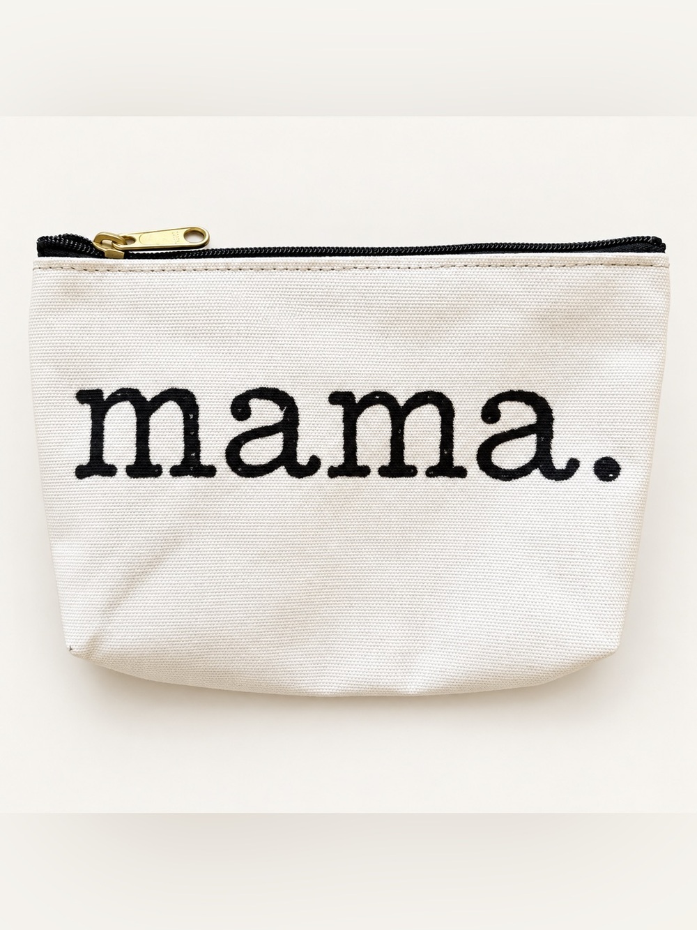 Mama. Makeup Bag in White with Gold Zipper